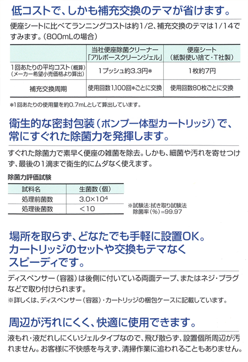 便座除菌クリーナーアルボースクリーンジェル本体 - 衛生用品FCCショップ